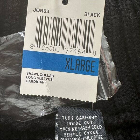 Sweater Project Black Shawl Collar Crop Cropped Ribbed Cardigan Sweater XL NEW - Picture 10 of 12